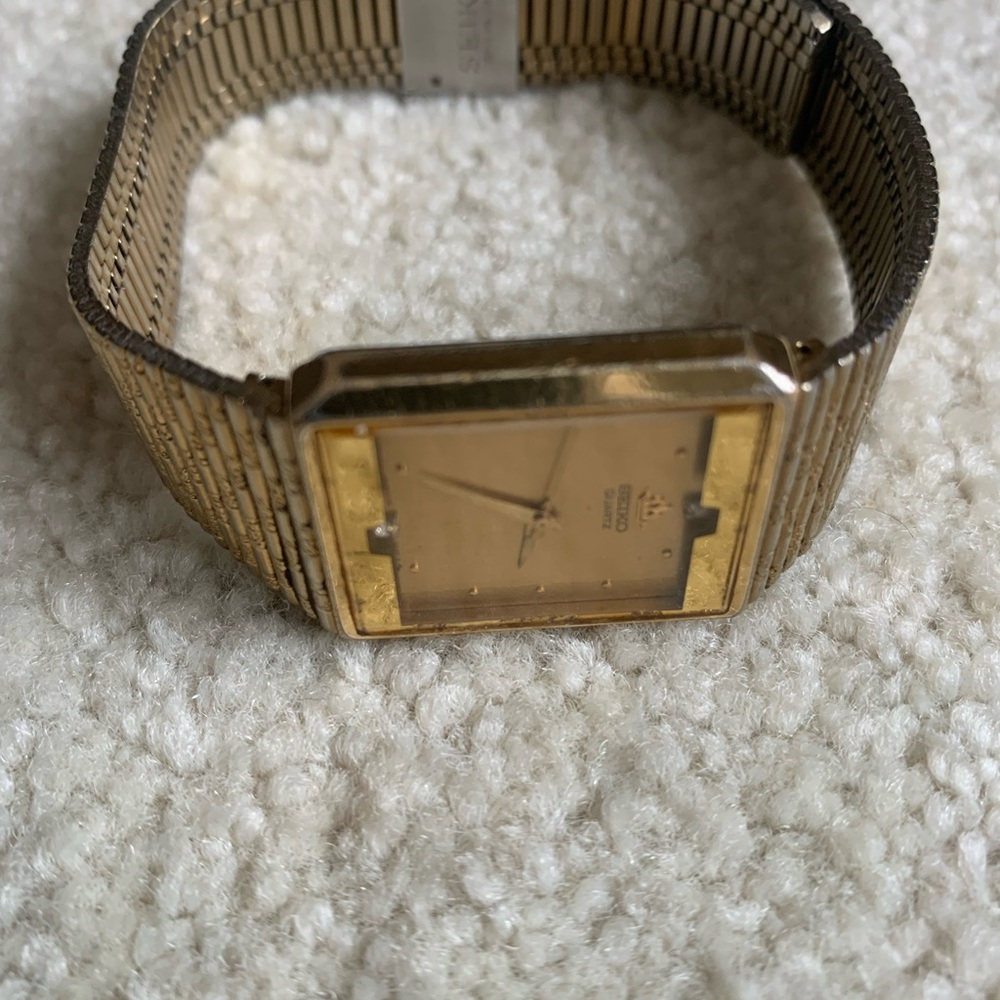 Rare vintage Seiko Galaxy slim gold plated diamond dial men’s quartz watch - Picture 3 of 8